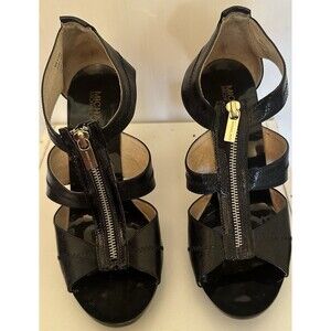 Michael Kors Berkley T Strap Black Embossed Sandal - size 9.5 M
